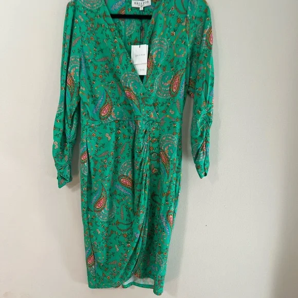 Hale Bob woman’s V neck Green Paisley mini Dress - Picture 4 of 10